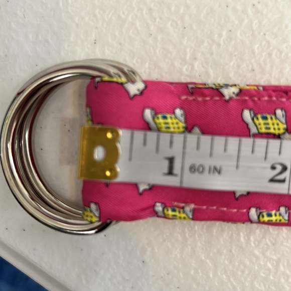 J Crew Silk Scottie Dog Belt Pink M/L - Picture 5 of 7